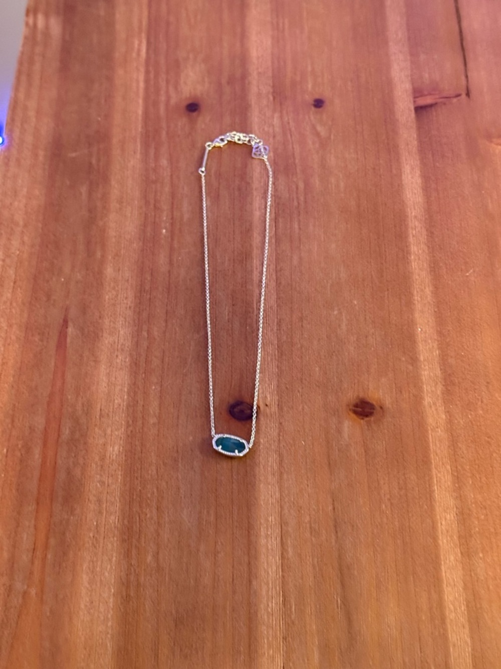 Kendra Scott Elisa Silver Chain Necklace with Teal Pendant